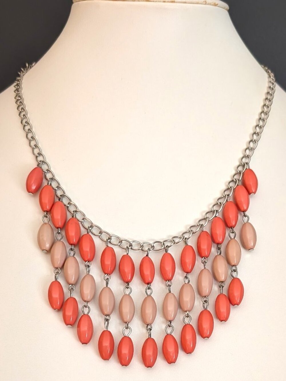 Orange and nude beaded necklace